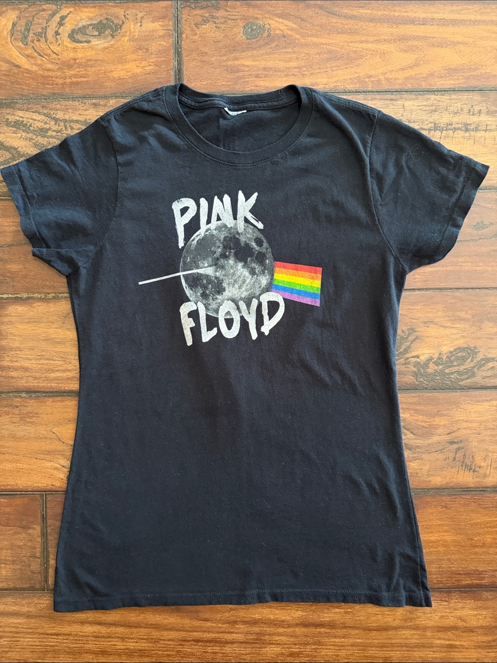 Pink Floyd Black Tee with Moon and Rainbow Prism